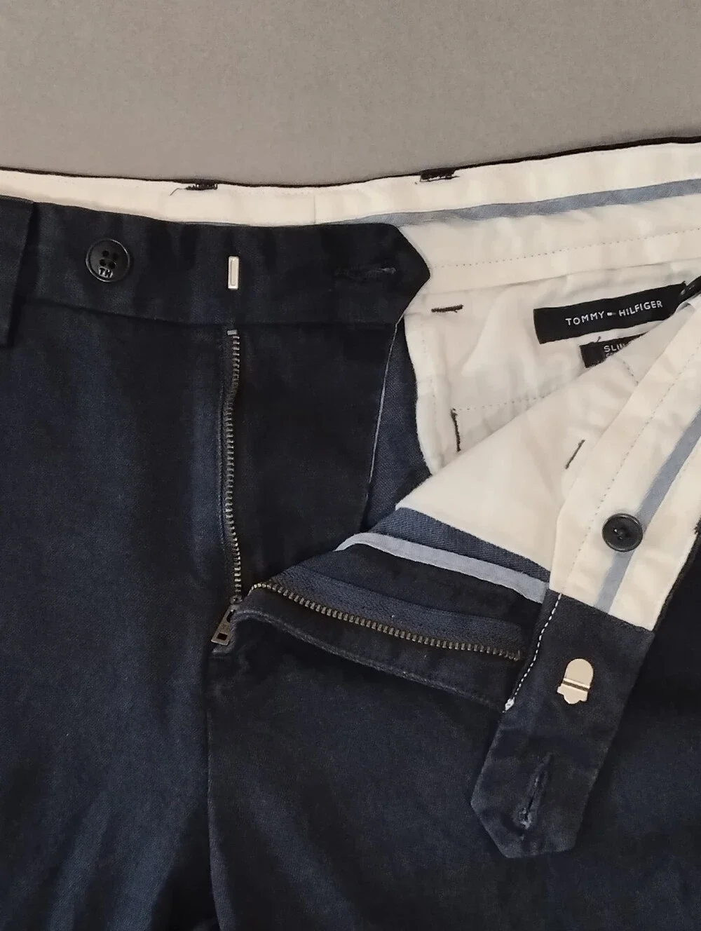 Tommy Hilfiger Slim Fit Chino Pants Mens 34X32 Navy Blue Cotton Mid Rise